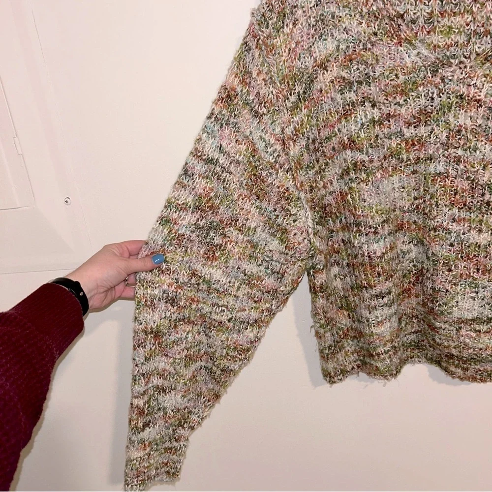 Free People Multi Color Knit Highland V-Neck Sweater in Mendocino Combo